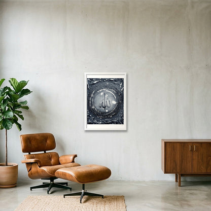 Ayatul Kursi Black & Grey Monotones — 42×59cm, 17×23" White Frame