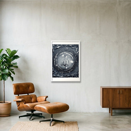 Ayatul Kursi Black & Grey Monotones — 59×84cm, 23×33" White Frame